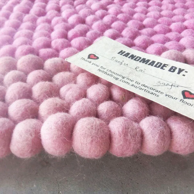 Berry Blush Felt Ball Rug