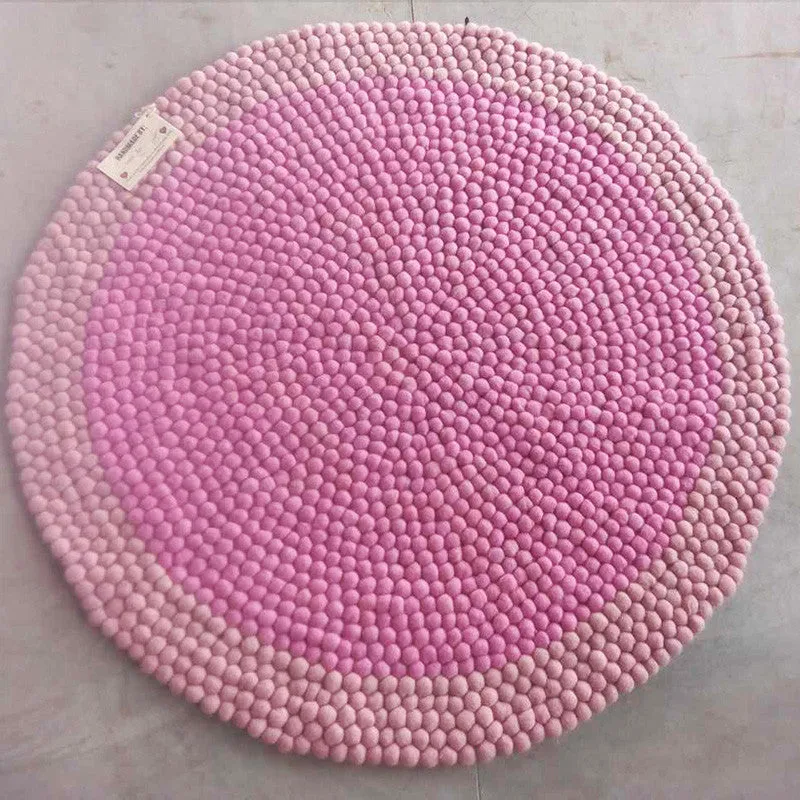 Berry Blush Felt Ball Rug