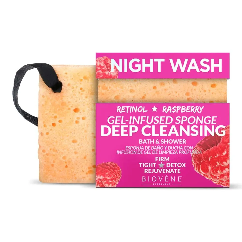 Biovene Night Wash Deep Cleansing Retinol & Raspberry Gel-Infused Sponge 75GM