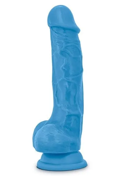 Blush Neo Neon Blue 7.5 Inch Dual Density Cock With Balls