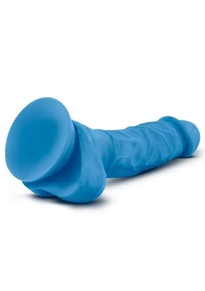 Blush Neo Neon Blue 7.5 Inch Dual Density Cock With Balls