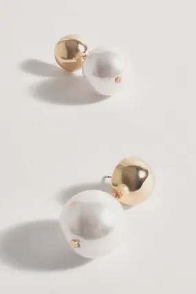 Dome Top Faux Pearl Earrings Cream/Gold