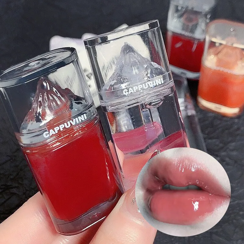 Ice Mountain Lip Gloss Mirror Transparent Lip Oil Crystal Jelly Lip Glaze Long Lasting Moisturizing Liquid Lipstick Lip Cosmetic