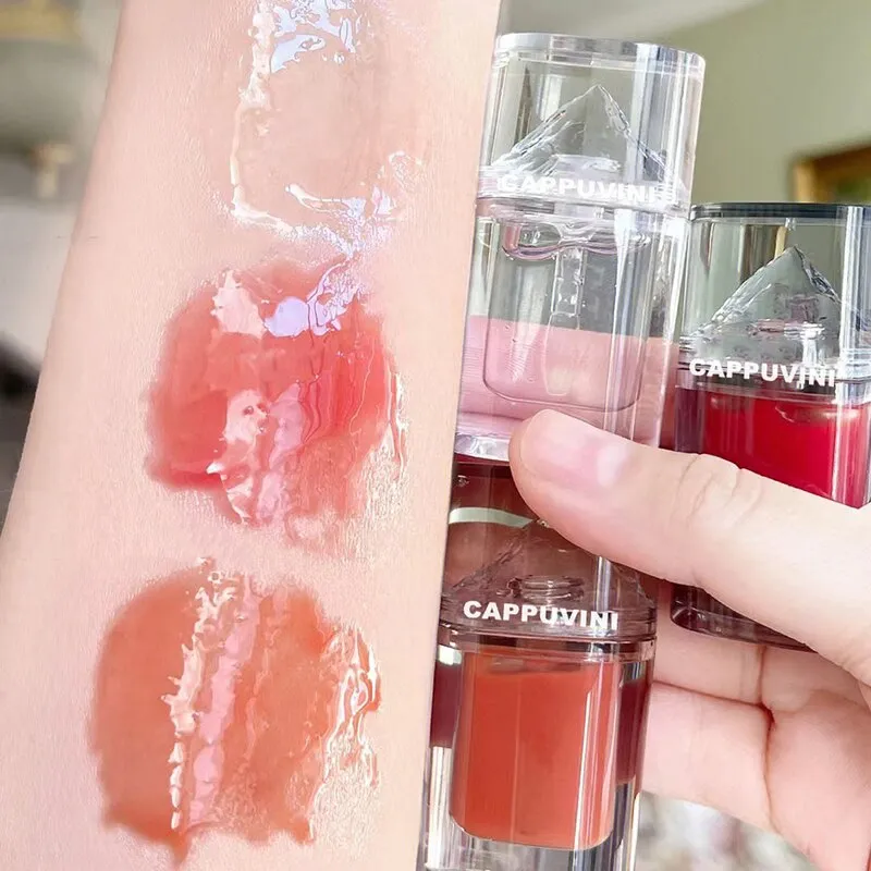 Ice Mountain Lip Gloss Mirror Transparent Lip Oil Crystal Jelly Lip Glaze Long Lasting Moisturizing Liquid Lipstick Lip Cosmetic